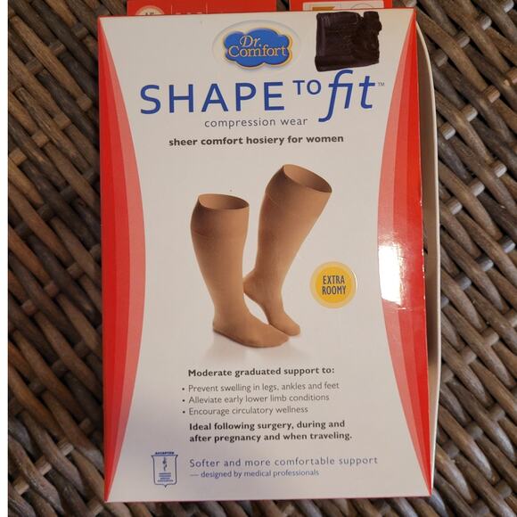 NIB Dr Comfort Shape To Fit Compression Socks Womens XL Nude Sheer 15-20 mmHg - Picture 1 of 9